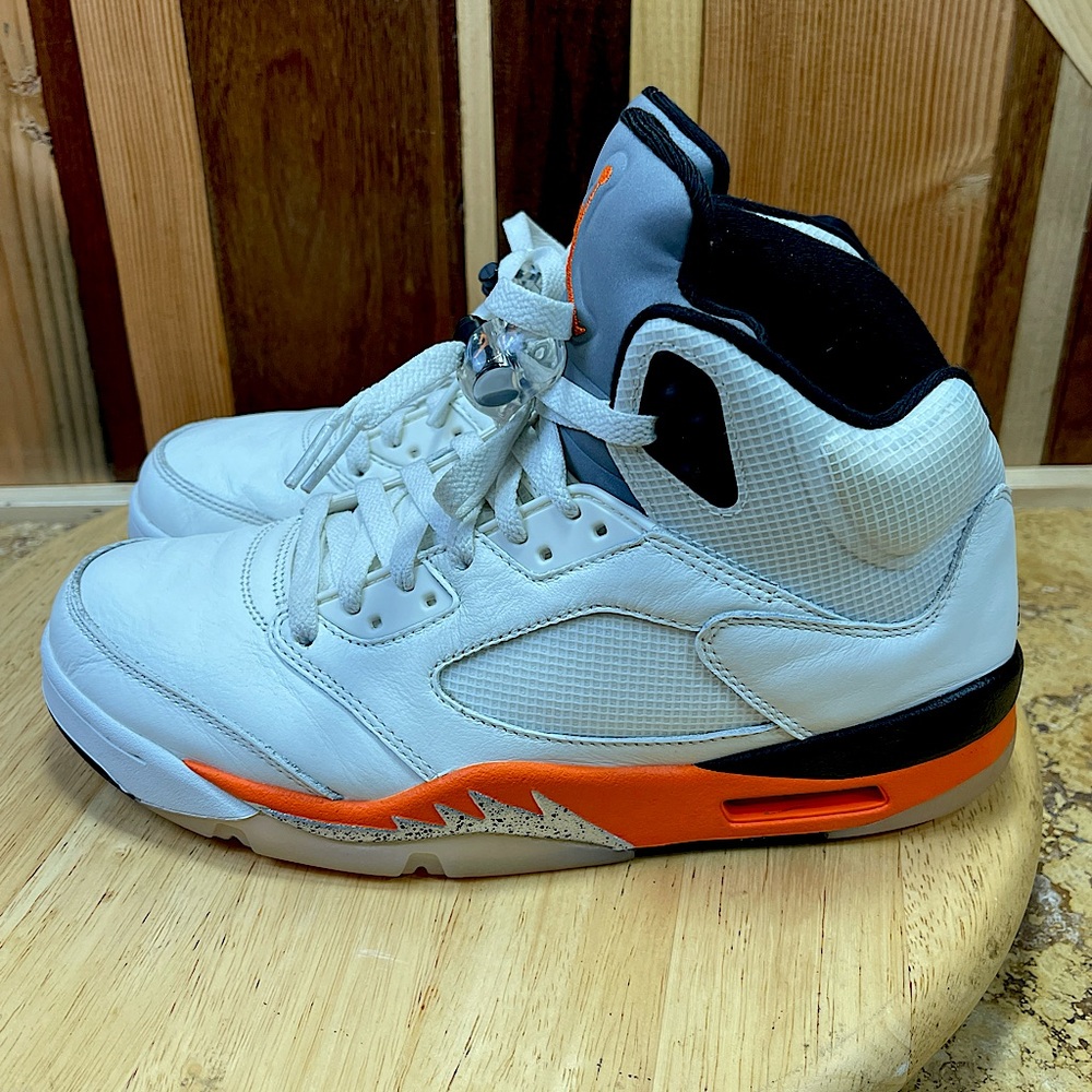 Air Jordan 5 Retro Sz 10/11.5W - White/Black/Orange, GOAT Certified
